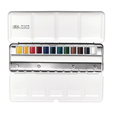 Metal Sketchers Box 12 halve napjes Set halve napjes van Winsor & Newton Cotman Water Colours Set 453