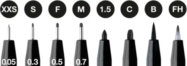 8x Tekenstift Faber-Castell set Pitt Artist Pen zwart