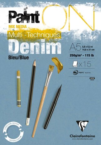 A5 Paint'ON Denim 15 vellen 250 grams van Clairefonaine