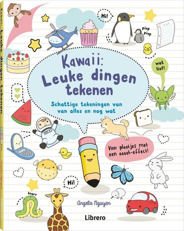 Cover van Kawaii: Leuke dingen tekenen door Angela Nguyen – leer stap voor stap kawaii tekenen