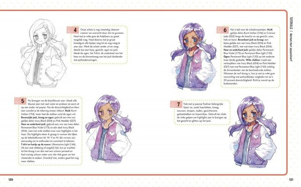 Voorbeeldpagina met manga tutorial – uitleg over ogen en gezichtsuitdrukkingen tekenen 1