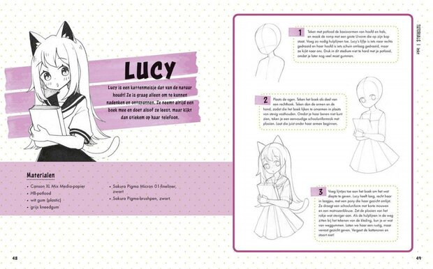 Voorbeeldpagina met manga tutorial – uitleg over ogen en gezichtsuitdrukkingen tekenen 3