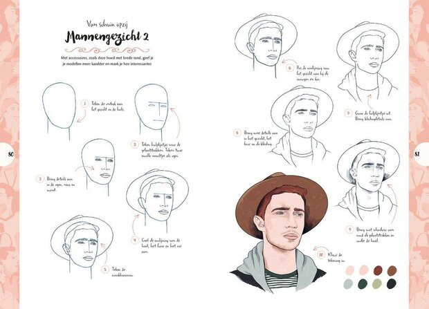 Voorbeeldpagina uit Mensen tekenen in 10 stappen met uitleg en schetsopbouw 2