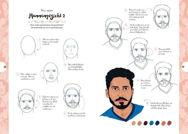 Voorbeeldpagina uit Mensen tekenen in 10 stappen met uitleg en schetsopbouw 4