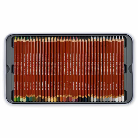 Derwent Drawing potloden set 72 kleuren – eerste tray met kleurassortiment