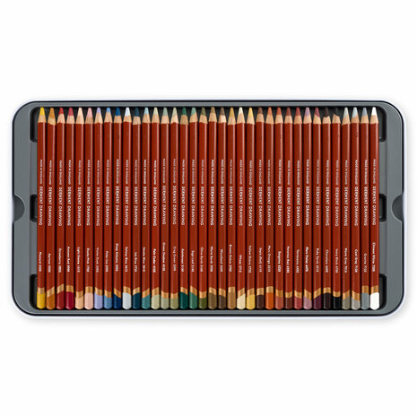 Derwent Drawing potloden set 36 kleuren – overzicht in blik