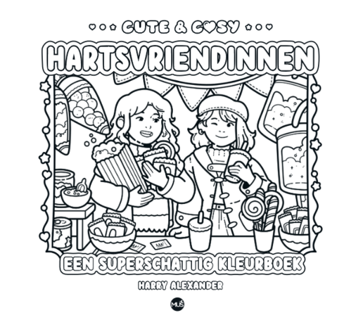 Bladzijde voorbeeld 2 Cute & Cosy: Hartsvriendinnen kleurboek met 30 schattige illustraties over vriendschap