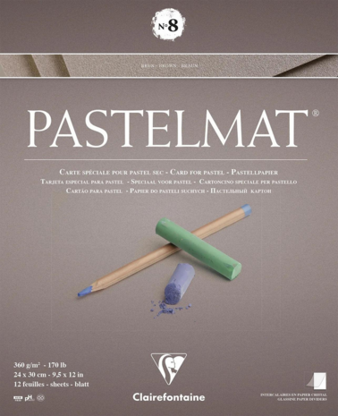 Pastelmat No 8 Pastel Papier verlijmd Bruin fluweelachtige structuur 12 vellen van Clairefontaine 360 grams 24 x 30 cm 33296809