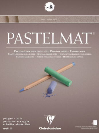 Pastelmat No 8 Pastel Papier verlijmd Bruin fluweelachtige structuur 12 vellen van Clairefontaine 360 grams 30 x 40 cm 96015C 3