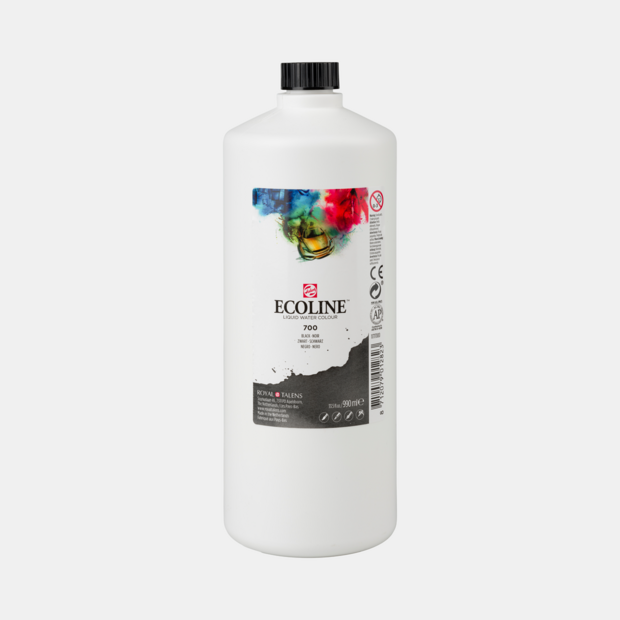 Zwart Ecoline fles 990 ml van Talens Kleur 700