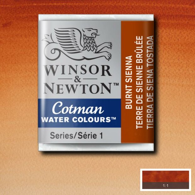 Burnt Sienna half napje van Winsor &amp; Newton Cotman Water Colours Kleur 074