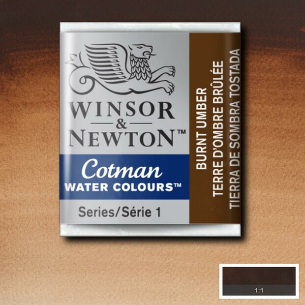 Burnt Umber half napje van Winsor &amp; Newton Cotman Water Colours Kleur 076