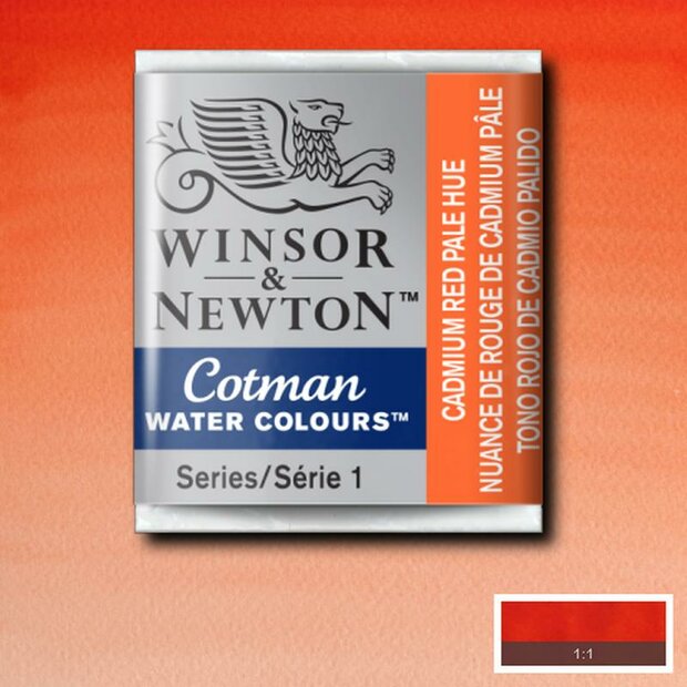 Cadmium Red Pale Hue half napje van Winsor &amp; Newton Cotman Water Colours Kleur 103
