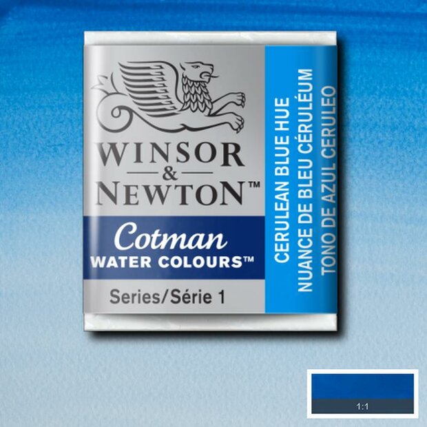 Cerulean Blue Hue half napje van Winsor &amp; Newton Cotman Water Colours Kleur 139