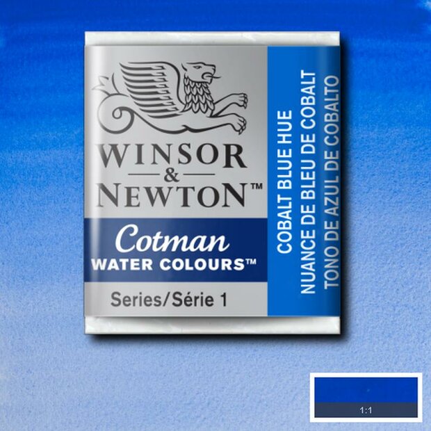Cobalt Blue Hue half napje van Winsor &amp; Newton Cotman Water Colours Kleur 179