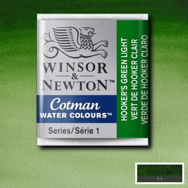 Hooker's Green Light half napje van Winsor &amp; Newton Cotman Water Colours Kleur 314