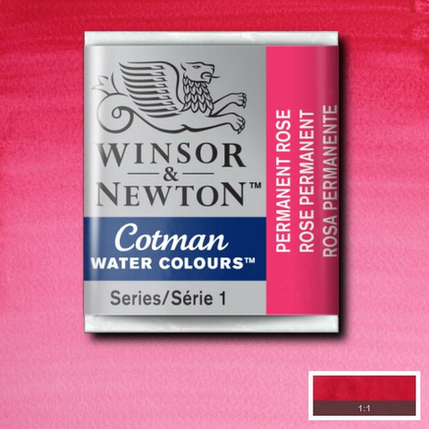 Permanent Rose half napje van Winsor &amp; Newton Cotman Water Colours Kleur 502