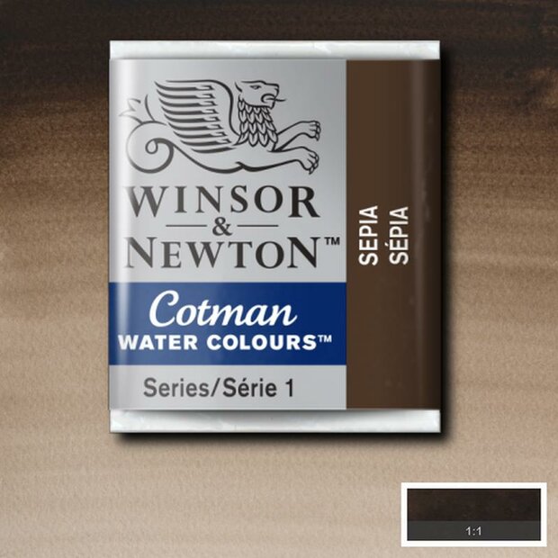 Sepia half napje van Winsor &amp; Newton Cotman Water Colours Kleur 609