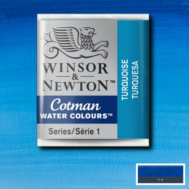 Turquoise half napje van Winsor &amp; Newton Cotman Water Colours Kleur 654