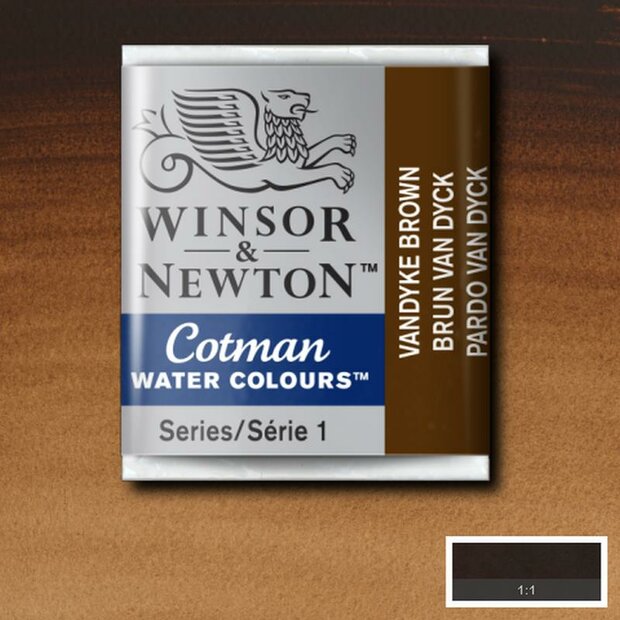Vandyke Brown half napje van Winsor &amp; Newton Cotman Water Colours Kleur 676