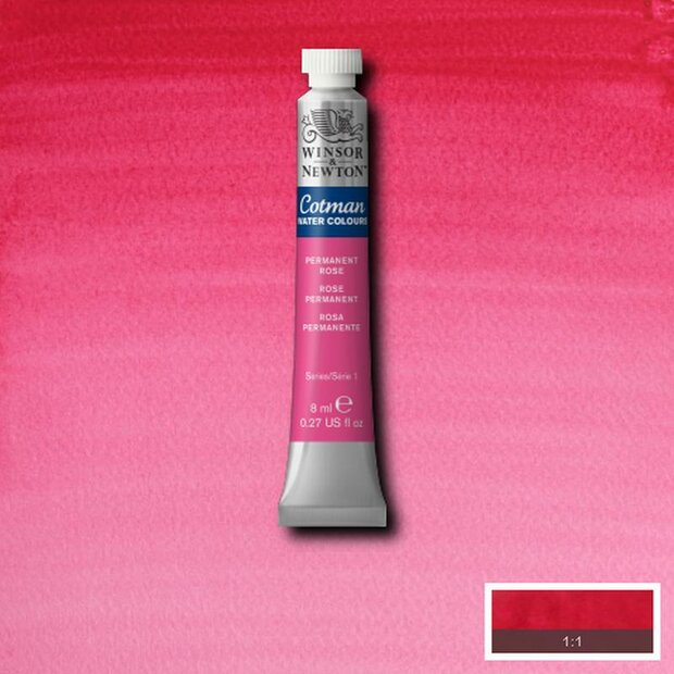 Permanent Rose 8 ML van Winsor &amp; Newton Cotman Water Colours Kleur 502