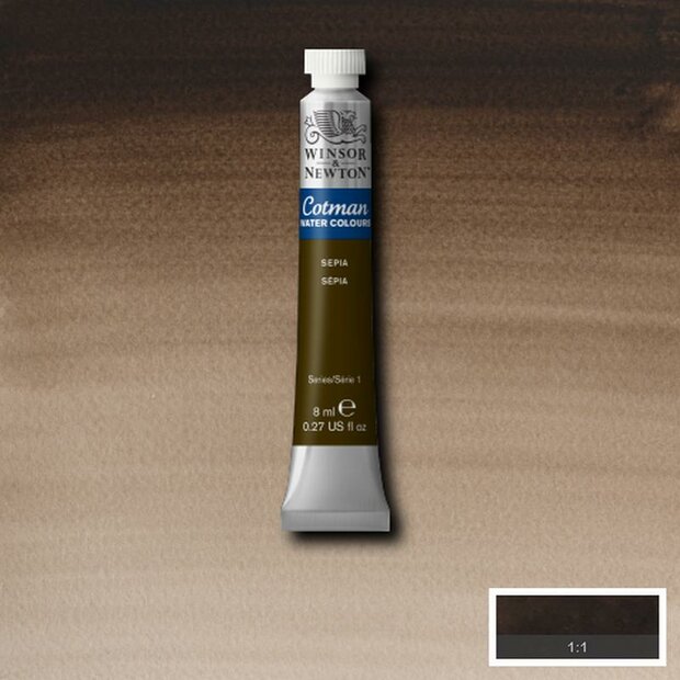 Sepia 8 ML van Winsor &amp; Newton Cotman Water Colours Kleur 609