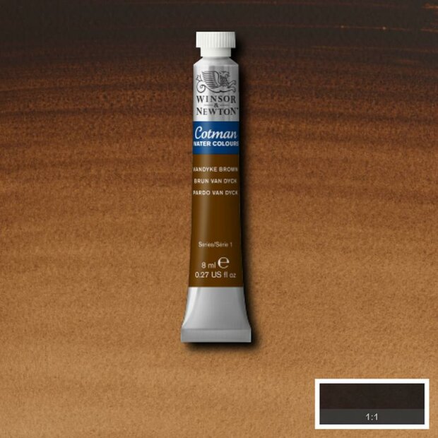 Vandyke Brown 8 ML van Winsor &amp; Newton Cotman Water Colours Kleur 676