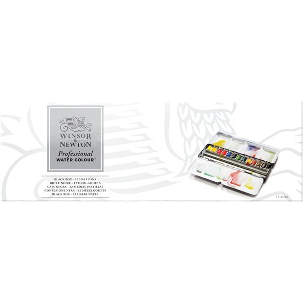 Starter set Black Box" 12 halve napjes Professional Watercolour Aquarelverf van Winsor &amp; Newton Set 548"