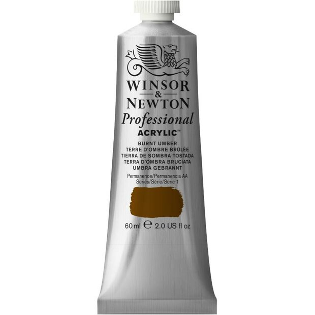 Burnt Umber Professional Acrylic Winsor &amp; Newton 60 ml Kleur 076