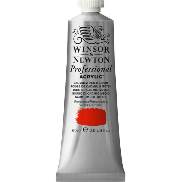 Cadmium Red Medium Professional Acrylic Winsor &amp; Newton 60 ml Kleur 099