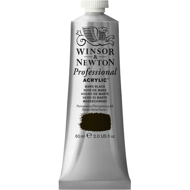 Mars Black Professional Acrylic Winsor &amp; Newton 60 ml Kleur 386