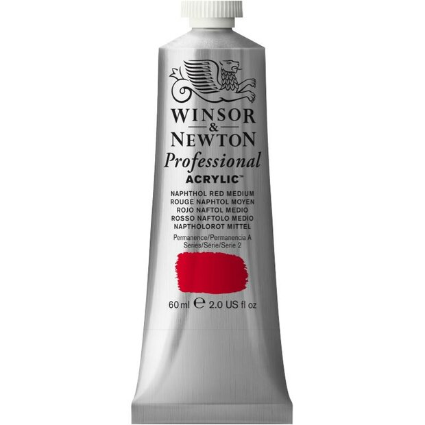 Naphthol Red Medium Professional Acrylic Winsor &amp; Newton 60 ml Kleur 423