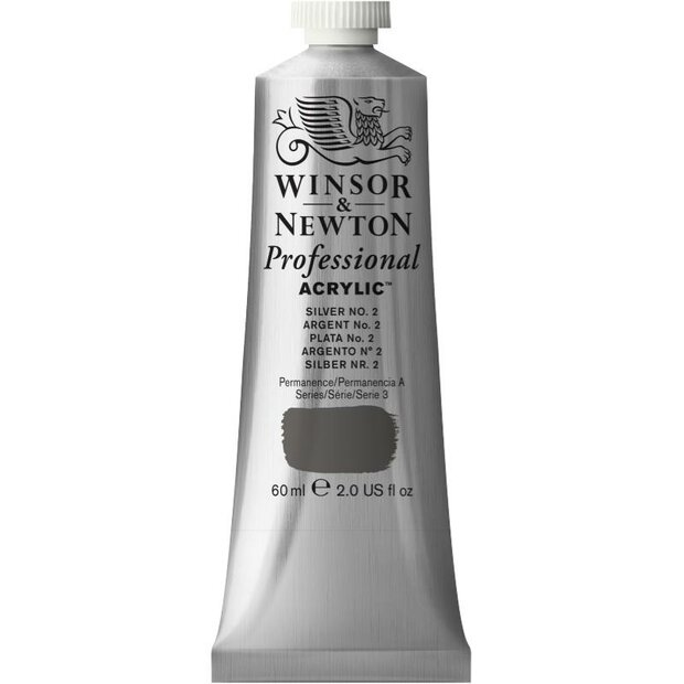 Silver No 2 Professional Acrylic Winsor &amp; Newton 60 ml Kleur 624