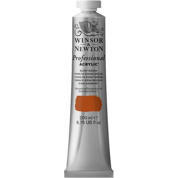 Burnt Sienna Professional Acrylic Winsor &amp; Newton 200 ml Kleur 074