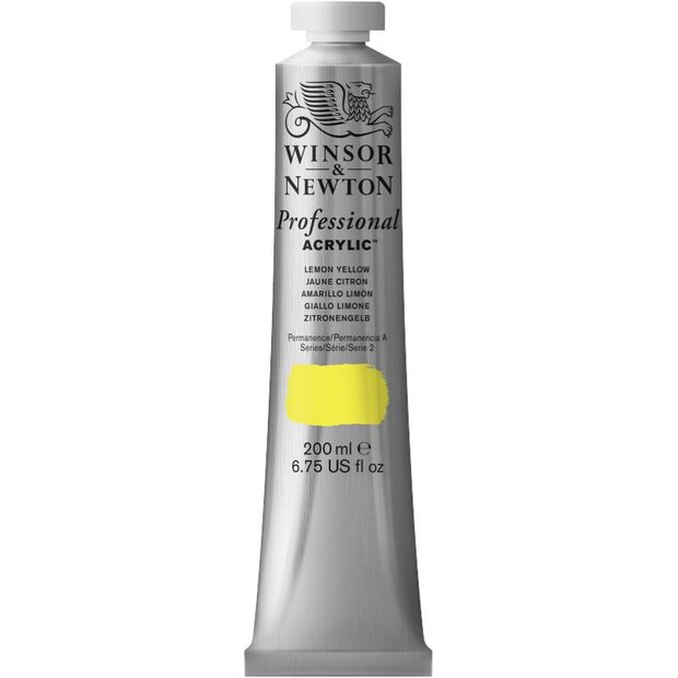 Lemon Yellow Professional Acrylic Winsor &amp; Newton 200 ml Kleur 346