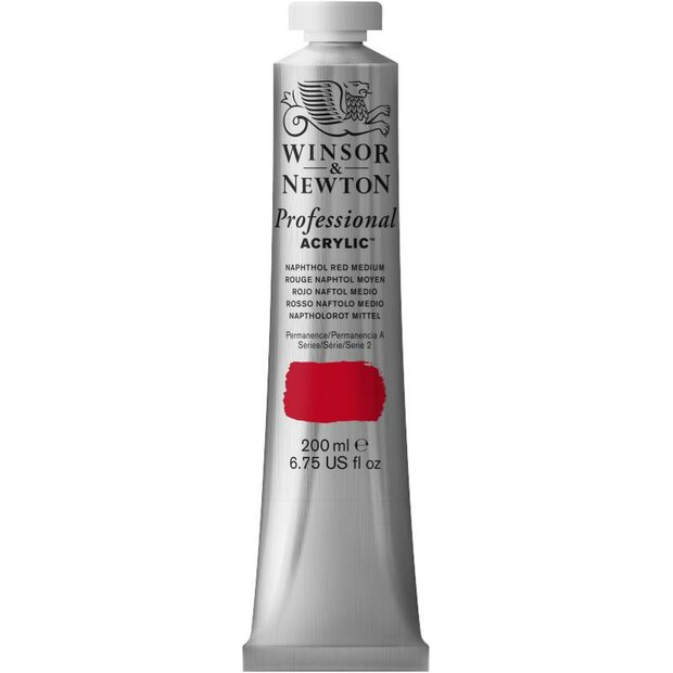 Naphthol Red Medium Professional Acrylic Winsor &amp; Newton 200 ml Kleur 423