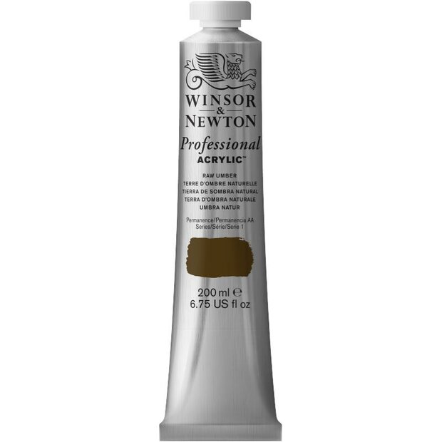 Raw Umber Professional Acrylic Winsor &amp; Newton 200 ml Kleur 554