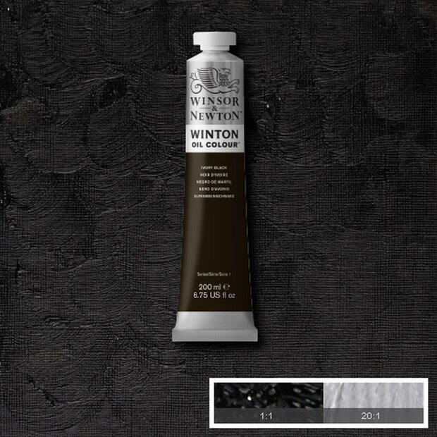 Ivory Black Winton Olieverf van Winsor &amp; Newton 200 ML Kleur 331