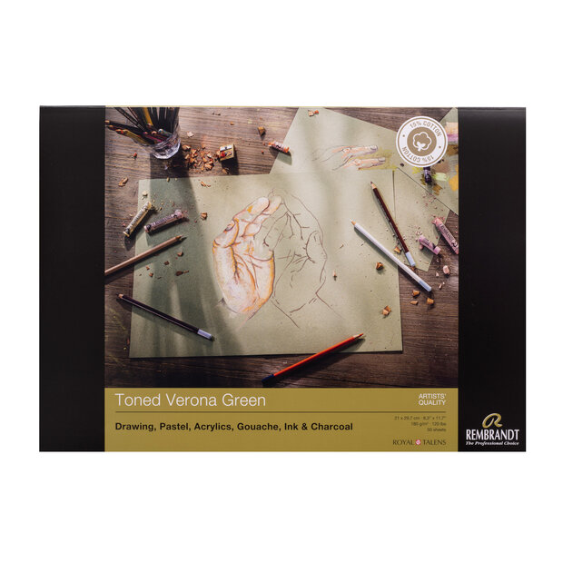 Rembrandt papier Toned Verona Green 50 vellen 180 gram A4