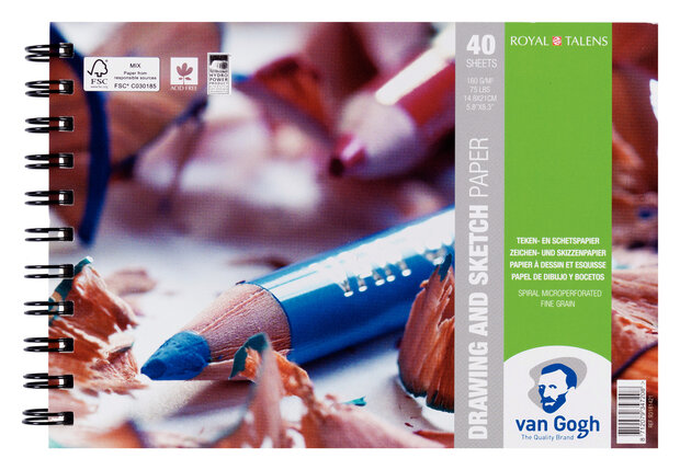 Van Gogh Spiraalgebonden Teken- &amp; schetspapier 40 vellen 160 gram A5