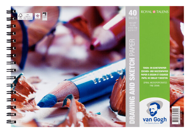 Van Gogh Spiraalgebonden Teken- &amp; schetspapier 40 vellen 160 gram A4