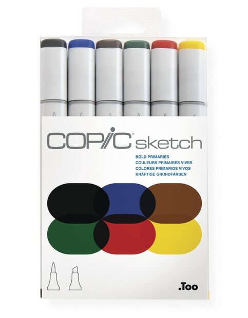 Copic Sketch 6 Bold Primaries markers
