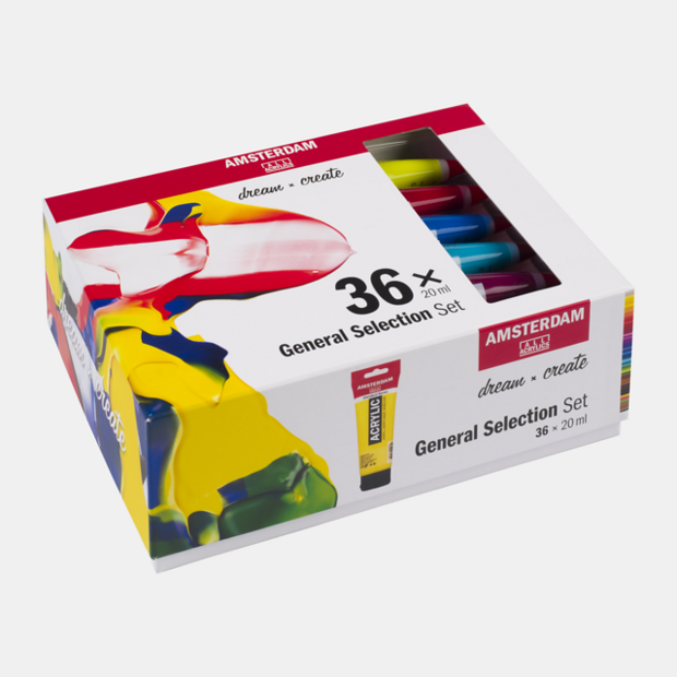 36 x 20 ML Algemene Selectie set Amsterdam Standard Series Acrylverf
