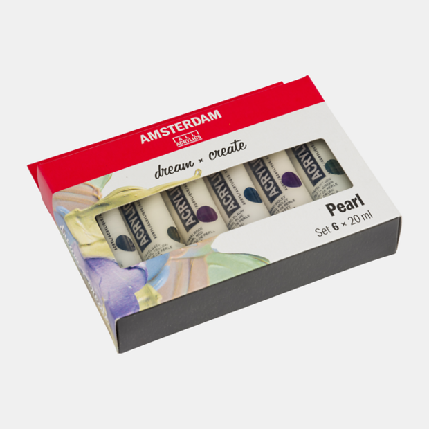 6 x 20 ML Parelmoer set Amsterdam Standard Series Acrylverf