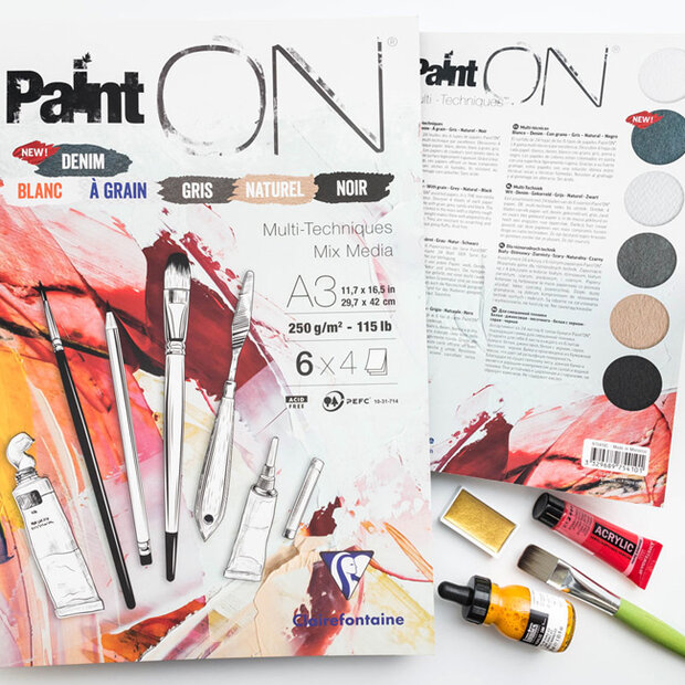 A4 Paint'ON Demin 6 x 4 vellen 250 grams van Clairefonaine