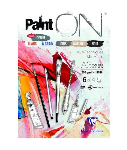 A3 Paint'ON Demin 6 x 4 vellen 250 grams van Clairefonaine