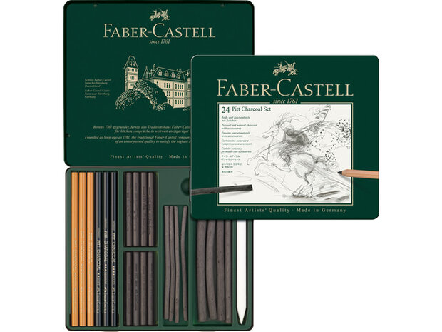 houtskoolset Faber-Castell Pitt Monochrome 24-delig