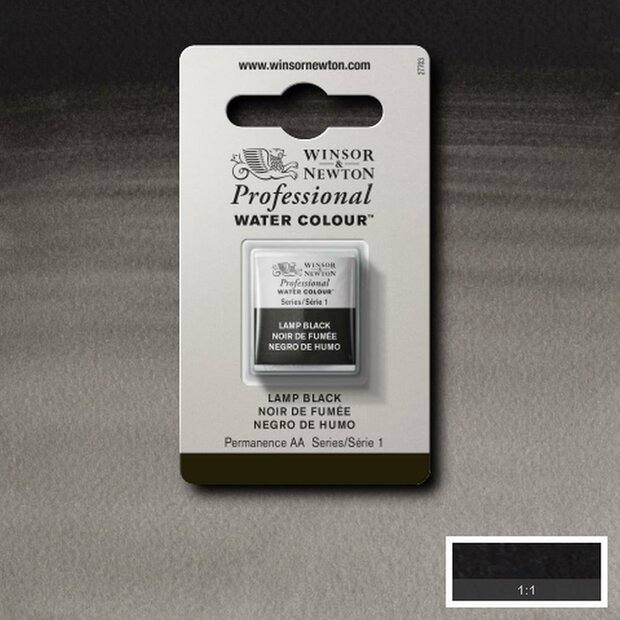Lamp Black Serie 1 Professional Watercolour Half Napje van Winsor &amp; Newton Kleur 337