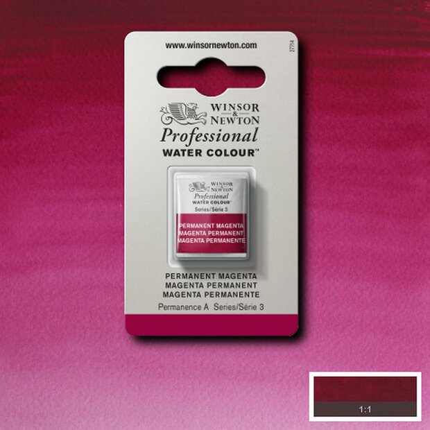 Permanent Magenta Serie 3 Professional Watercolour Half Napje van Winsor &amp; Newton Kleur 489