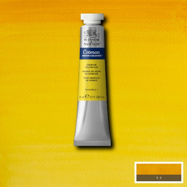 Cadmium Yellow Hue Cotman Water Colour / Aquarelverf van Winsor &amp; Newton 21 ML Kleur 109